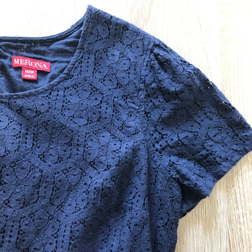 Navy blue eyelet top